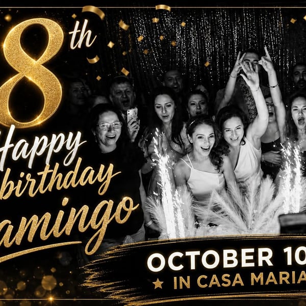 Плакат: 18th Happy birthday Flamingo 🎂