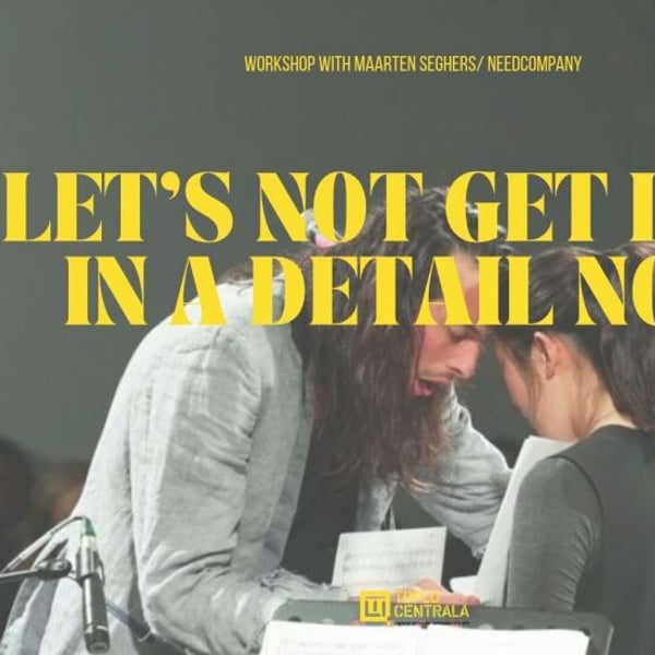 Плакат: LET’S NOT GET LOST IN A DETAIL NOW  Workshop with Maarten Seghers/NEEDCOMPANY