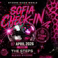 Плакат: Byzone Disco World: Sofia Check-In 🗝️ 🪩 After Work Nu-Disco ✰ Funky House ✰ Warm Grooves