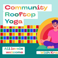 Плакат: Community Rooftop Yoga / Общностна йога на терасата