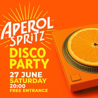 Плакат: APEROL SPRITZ DISCO PARTY @ МАЙМУНАРНИКА | ВХОД СВОБОДЕН