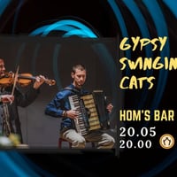 Плакат: Gypsy Swingin’ Cats @ HOM's – виола и акордеон на брега на Ариана, 20.05