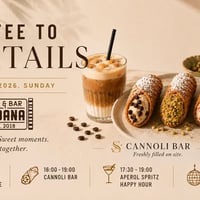 Плакат: COFFEE TO COCKTAILS @ KINO CABANA | 9 August 2026, Sunday
