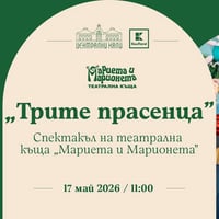 Плакат: "Трите прасенца" - куклен спектакъл за деца на Театрална къща "Мариета и Марионета"