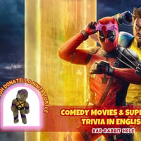 Плакат: COMEDY MOVIES & SUPERHERO TRIVIA IN ENGLISH 19.05