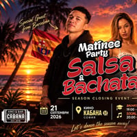 Плакат: SP MATINEE PARTY - SALSA & BACHATA | SEASON CLOSING - 21 September 2026 - Kino Cabana