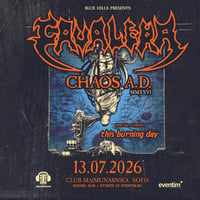Плакат: Cavalera | 13 юли 2026 | CHAOS A.D. MMXXVI | Маймунарника, София