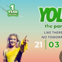 Плакат: 21.03 YOLO the party: like there's no tomorrow | 1 YEAR ON STAGE 🎂 | SATURDAY @ FOMO the club