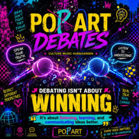 Плакат: PO ART DEBATES - Говори! Слушай! Мисли! Разшири гледната си точка!