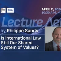 Плакат: Лекция на Филип Сандс: "Може ли международното право да бъде нашата обща система от ценности?"