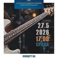 Плакат: Студентите по поп и джаз бас китара от класовете на проф. д-р Иван Стоянов и Евден Димитров