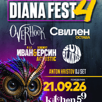 Плакат: DIANA FEST 4 on the Rooftop - Svilen Noev - Overhook - Ivan&Ersin Acoustic - Sunblinds - 21.09.2026