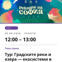 Плакат: Тур: Градските реки и езера — екосистеми в града