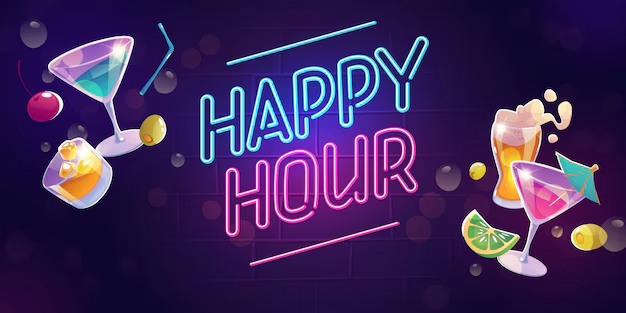 Плакат: 💋  2 x 1  🍺 Happy hour 🍻