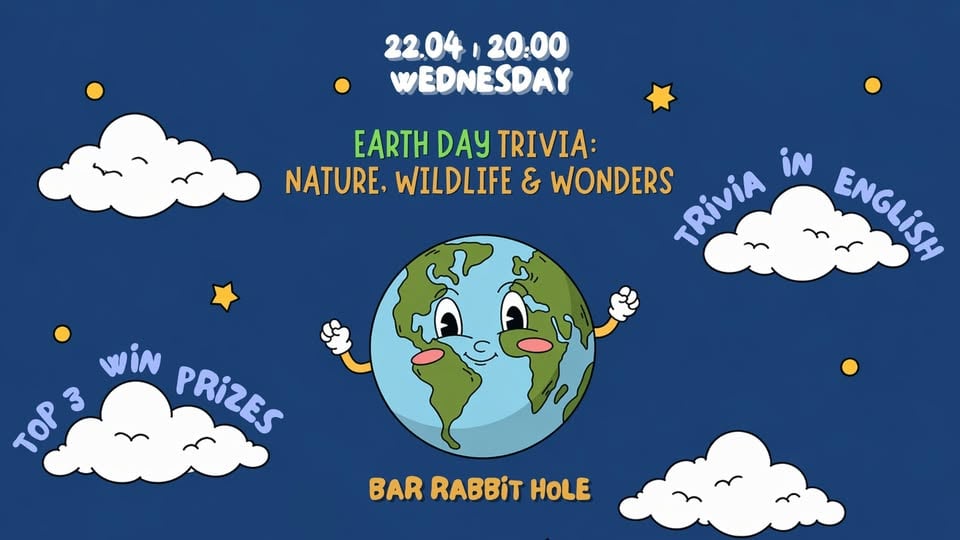 Плакат: EARTH DAY TRIVIA – Nature, Wildlife & Wonders 22.04 EN