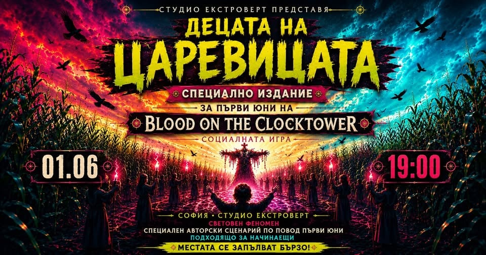 Плакат: Децата на царевицата | Тематична социална игра в света на Blood on the Clocktower