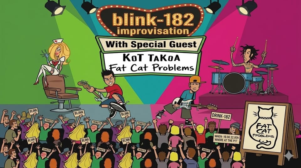 Плакат: Fat Cat Problems и Кот Такоа в The Pit