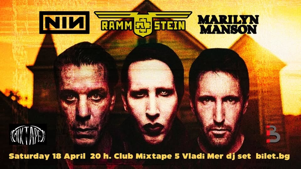 Плакат: Neu! Rammstein NIИ Marilyn Manson Party I Club Mixtape 5 I Saturday 18 April