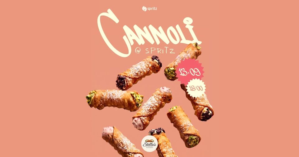 Плакат: Cannoli & Spritz | Stella's Cannoli End of Summer Pop Up | 13.09