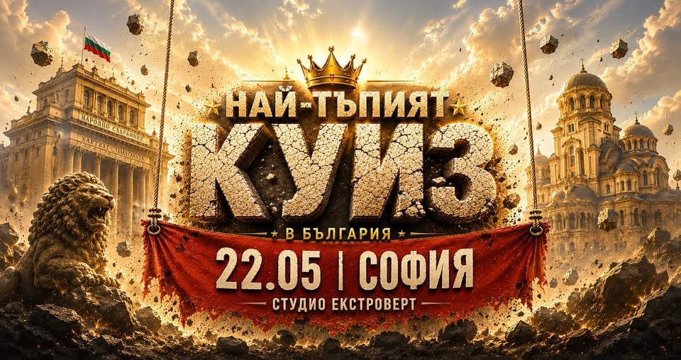 Плакат: Най-тъпият куиз в България | Причини си мозъчен апокалипсис