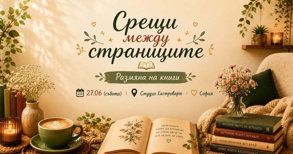 Плакат: Срещи между страниците | Размяна на книги