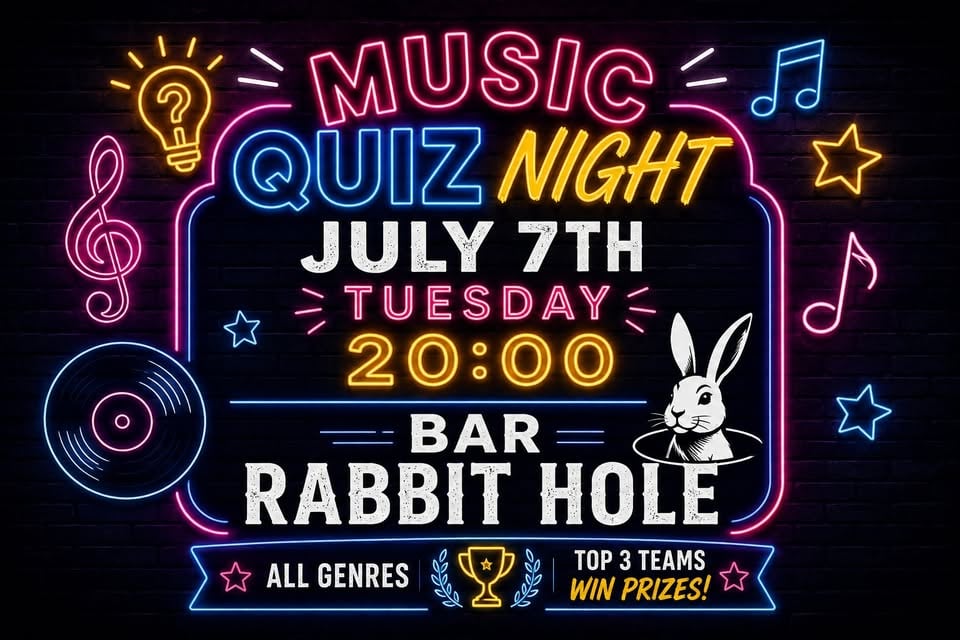 Плакат: Music Quiz Tuesday 07/07 - NEW DATE!