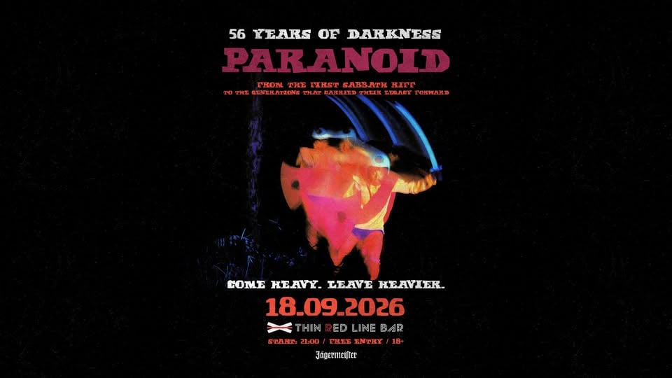 Плакат: PARANOID: 56 YEARS OF DARKNESS @ Thin Red Line Bar - 18.09.2026