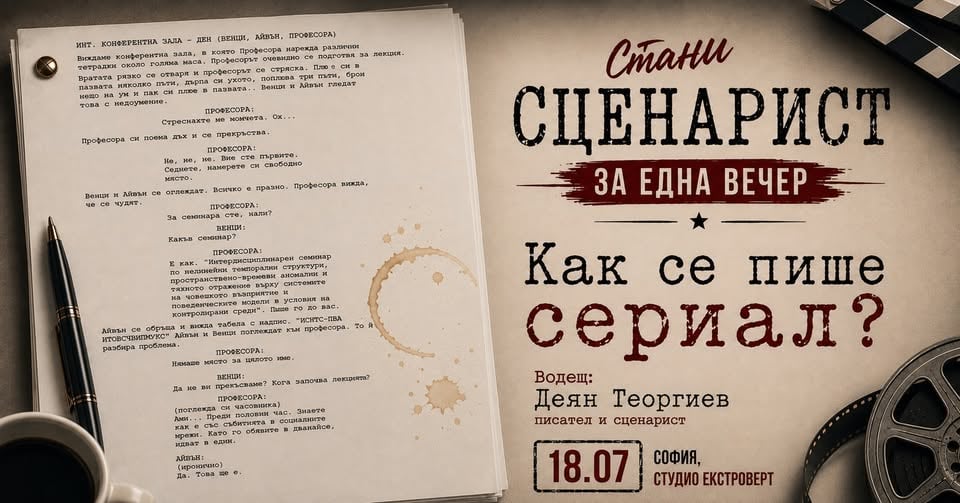 Плакат: Сценарист за една вечер | Научи как се пише сериал... и го напиши