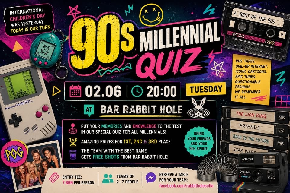 Плакат: Millennial 90's KIDS Trivia in English 02.06
