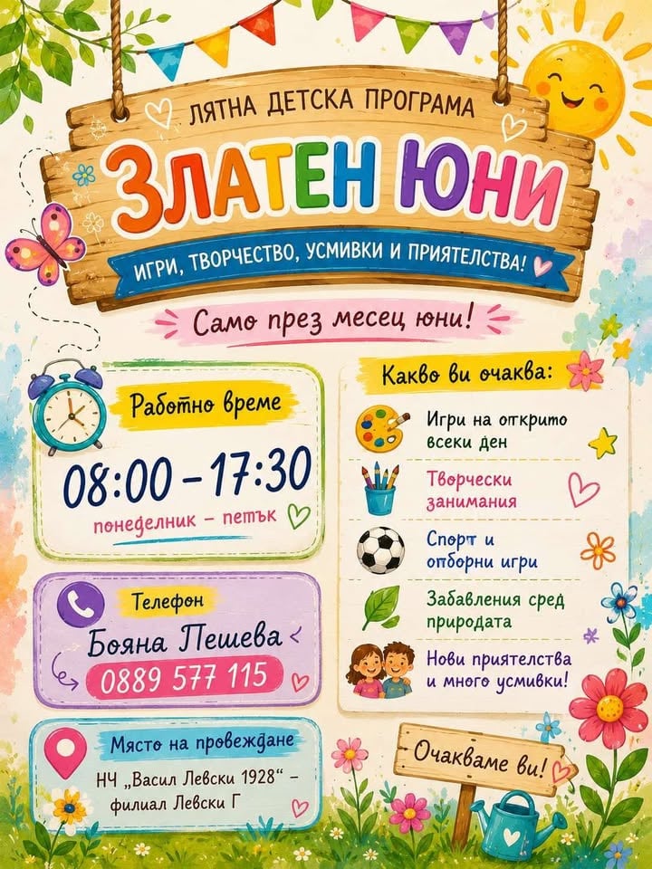 Плакат: ЛЯТНА ДЕТСКА ПРОГРАМА