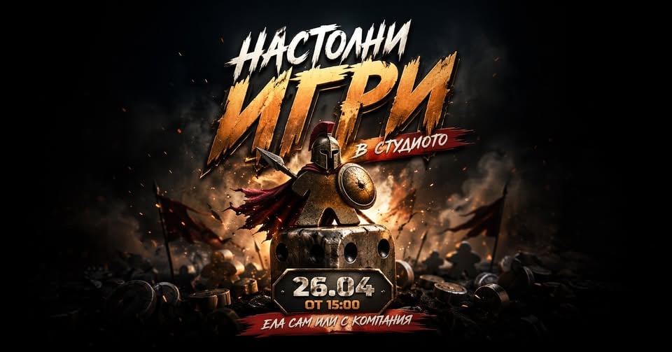 Плакат: Настолни игри в студиото | Ела сам или с компания