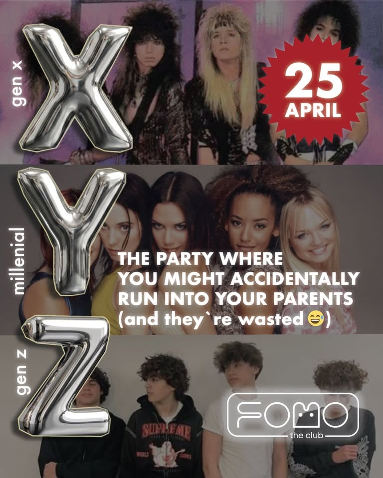 Плакат: 25.04 XYZ (generations) Party | SATURDAY @ FOMO the club