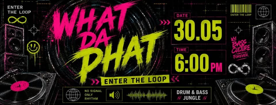 Плакат: ENTER THE LOOP: OUTSIDE TO INSIDE w/ WHAT DA PHAT / DnB • Jungle • Breaks | 30.05 | Bar Bezrkai