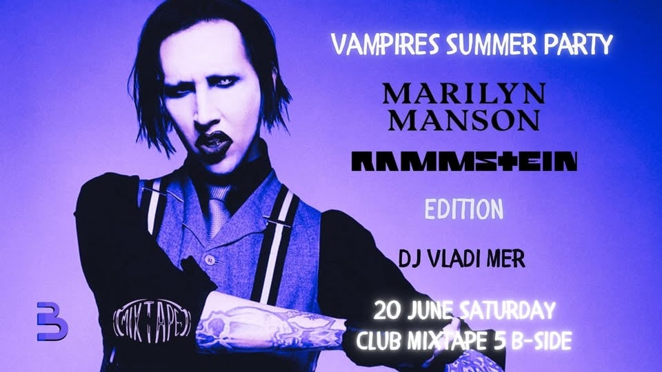 Плакат: Vampires Summer Party: Marilyn Manson & Rammstein Edition I Club Mixtape 5 I Saturday 20 June