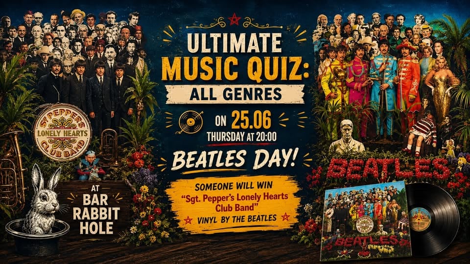 Плакат: Ultimate Music Quiz: Beatles Day 25.06 EN+BG