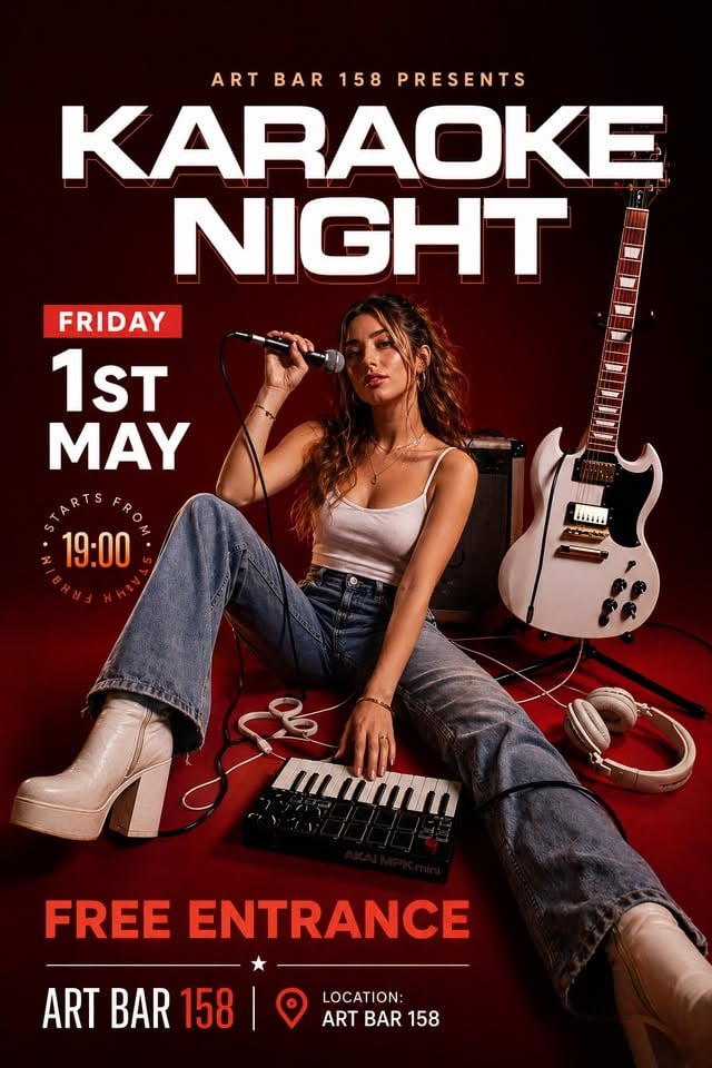 Плакат: Karaoke Friday -> FREE ENTRANCE