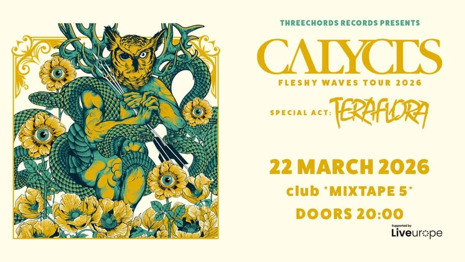 Плакат: CALYCES/ TERAFLORA Live in Sofia / Club Mixtape 5 / 22.03