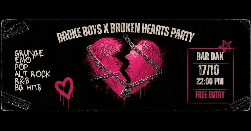 Плакат: 💔⛓️ BROKE BOYS x BROKEN HEARTS PARTY ⛓️💔