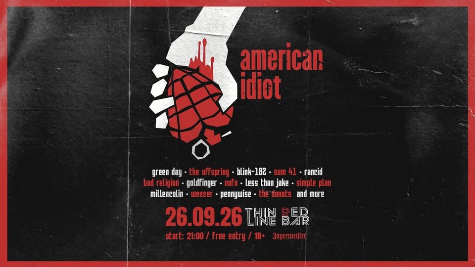 Плакат: AMERICAN IDIOT NIGHT @ Thin Red Line Bar - 26.09.2026