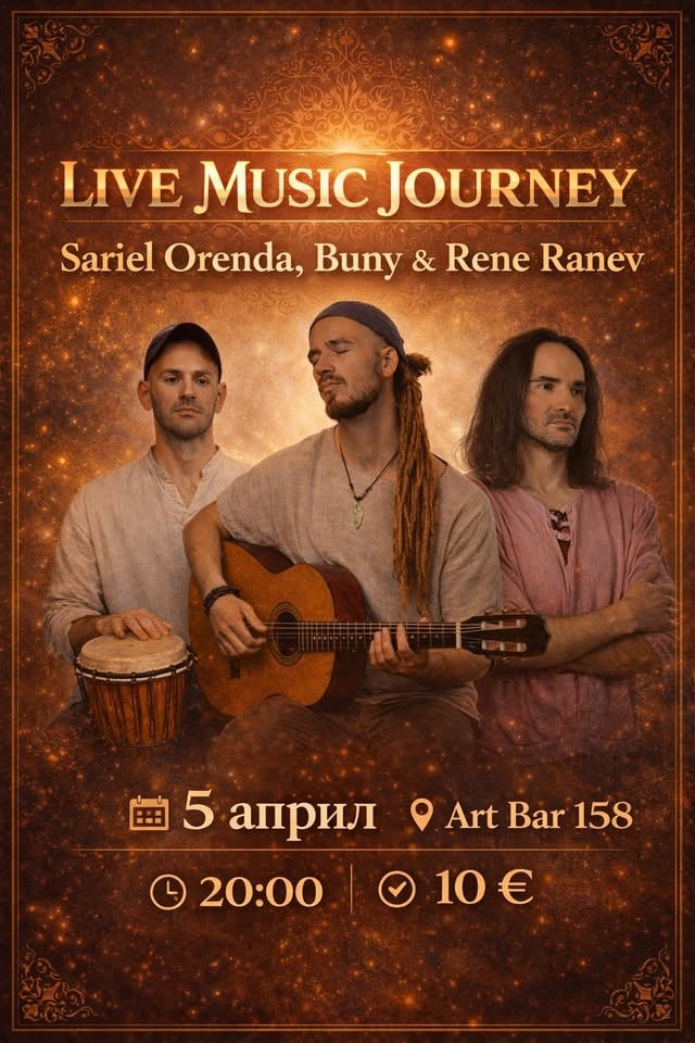 Плакат: LIVE MUSIC JOURNEY - Sariel Orenda, Buny & Rene Ranev