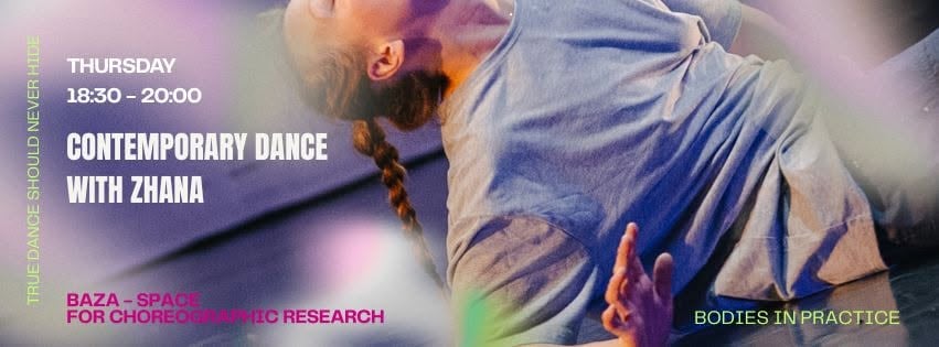 Плакат: Съвременен танц с Жана Пенчева в БАЗА/ Contemporary dance with Zhana Pencheva at BAZA