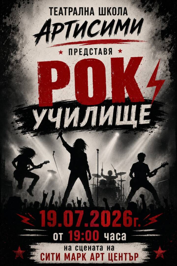 Плакат: РОК УЧИЛИЩЕ | ТЕАТРАЛНА ШКОЛА "АРТИСИМИ"
