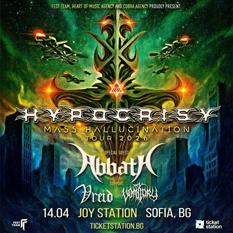 Плакат: HYPOCRISY с концерт в София на 14 април