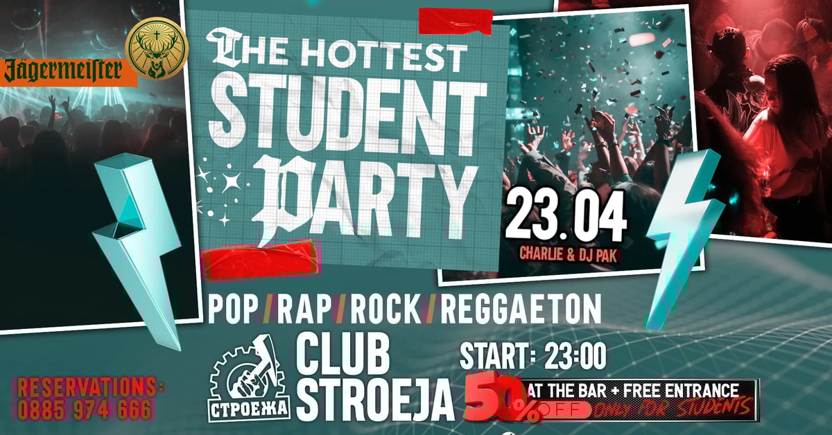 Плакат: THE HOTTEST STUDENT PARTY