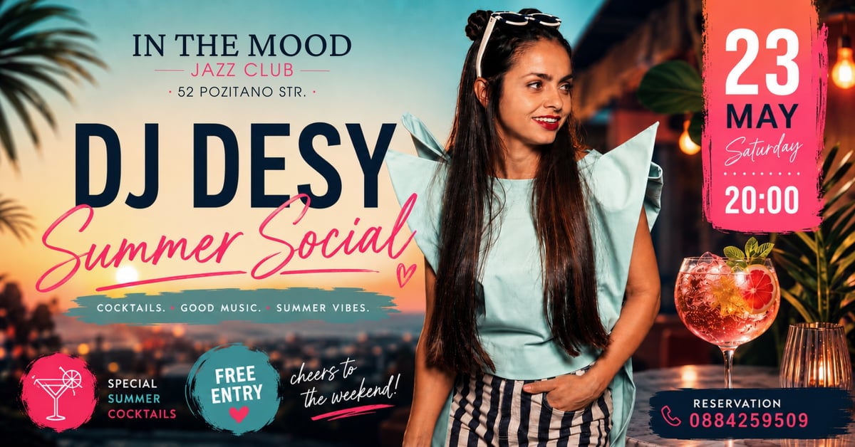 Плакат: ☀️ Summer Social Party with DJ DESY 🍸