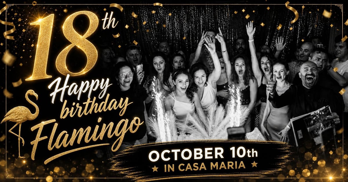 Плакат: 18th Happy birthday Flamingo 🎂