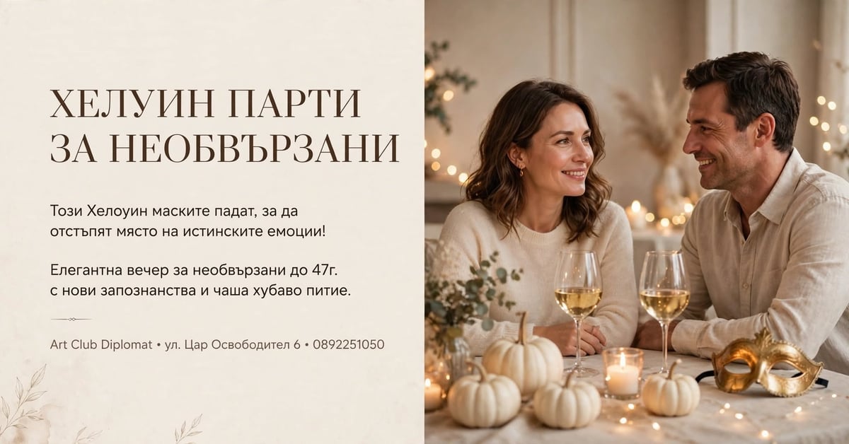 Плакат: Хелуин парти за необвързани