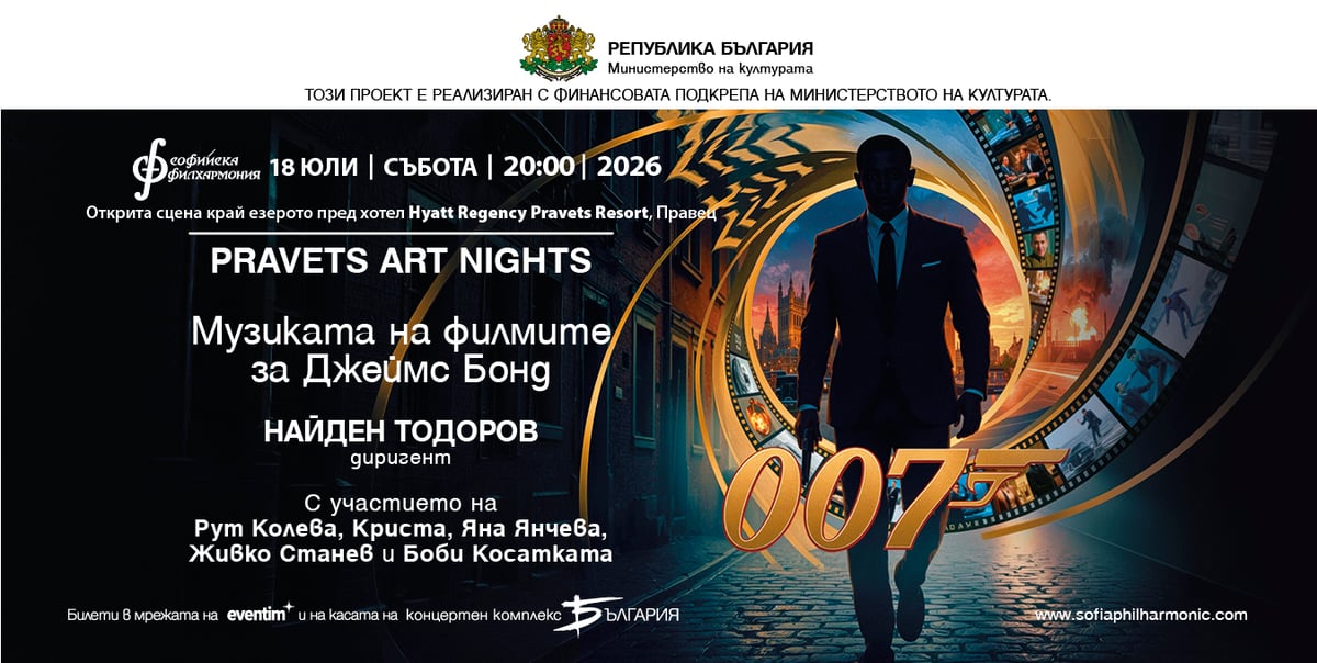 Плакат: Pravets Art Nights: С музиката от Джеймс Бонд