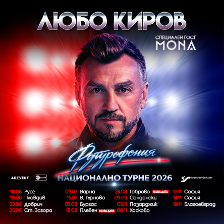 Плакат: Любо Киров - "Футурофония" - Турне 2026 - София
